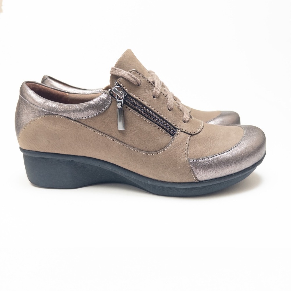 Dansko Taupe Metallic Wedge Sneakers - Picture 7 of 13